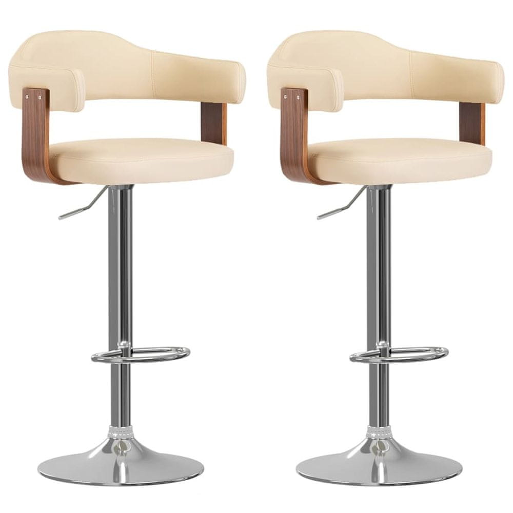 Vidaxl Barové stoličky 2 ks krémové ohýbané drevo a umelá koža